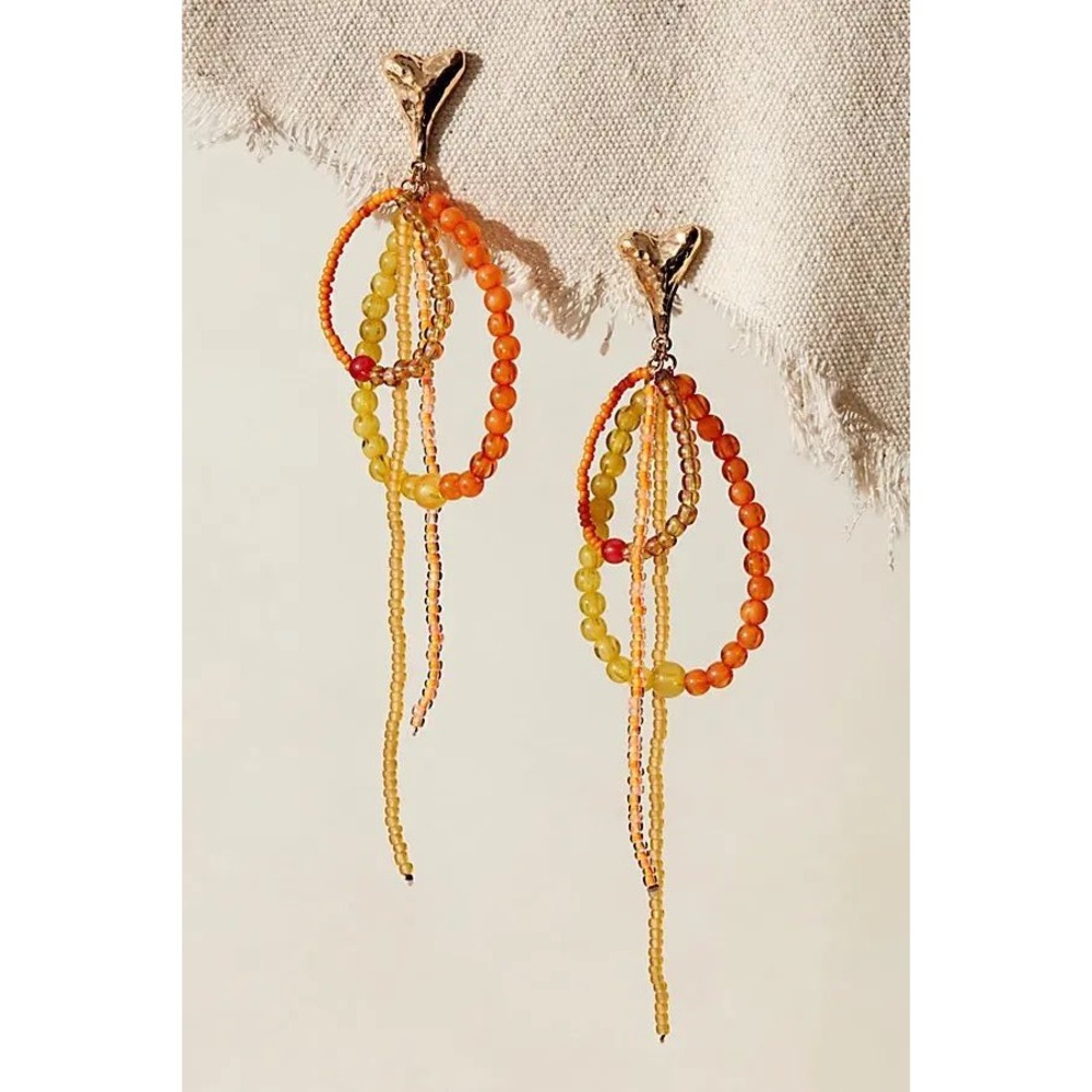 Free People Reese Dangle Earrings Tangerine NWT MSRP $48 - Picture 1 of 2